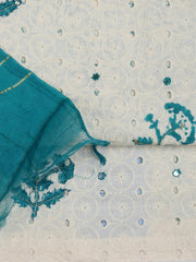 Schiffli Embroidery Cotton Blend Unstitched Suit With Dupatta