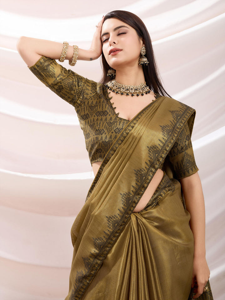 Woven Design Cotton Linen Saree