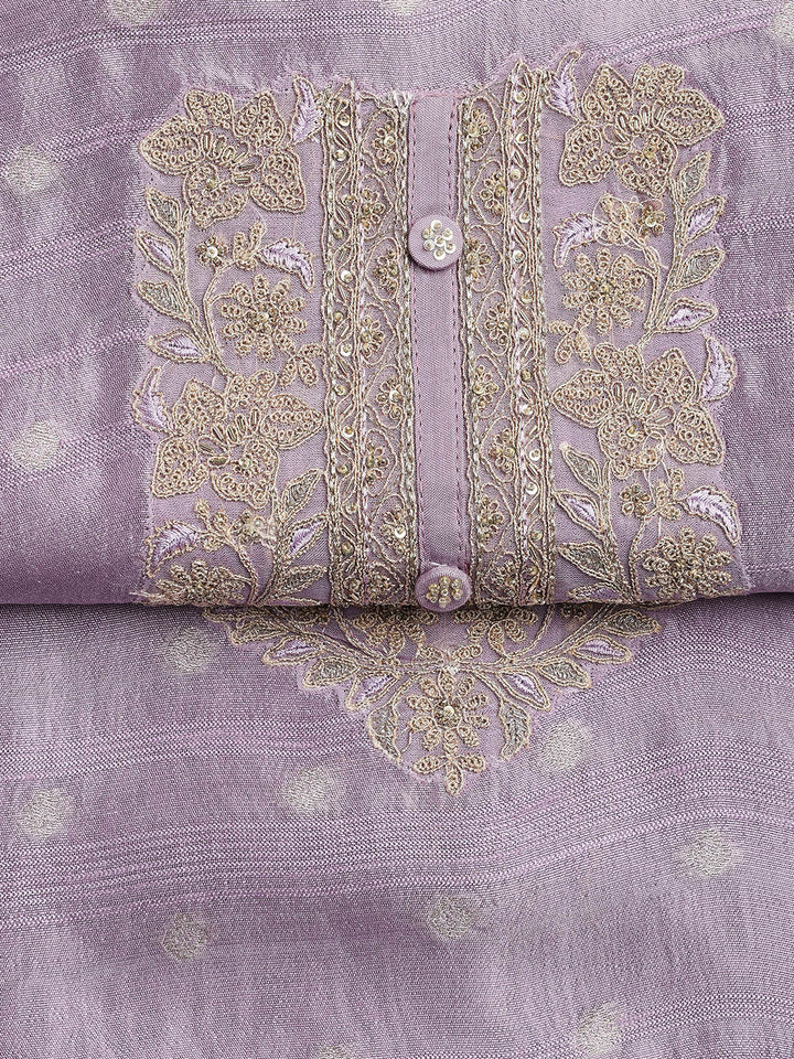 Embroidery Art Silk Unstitched Suit With Dupatta