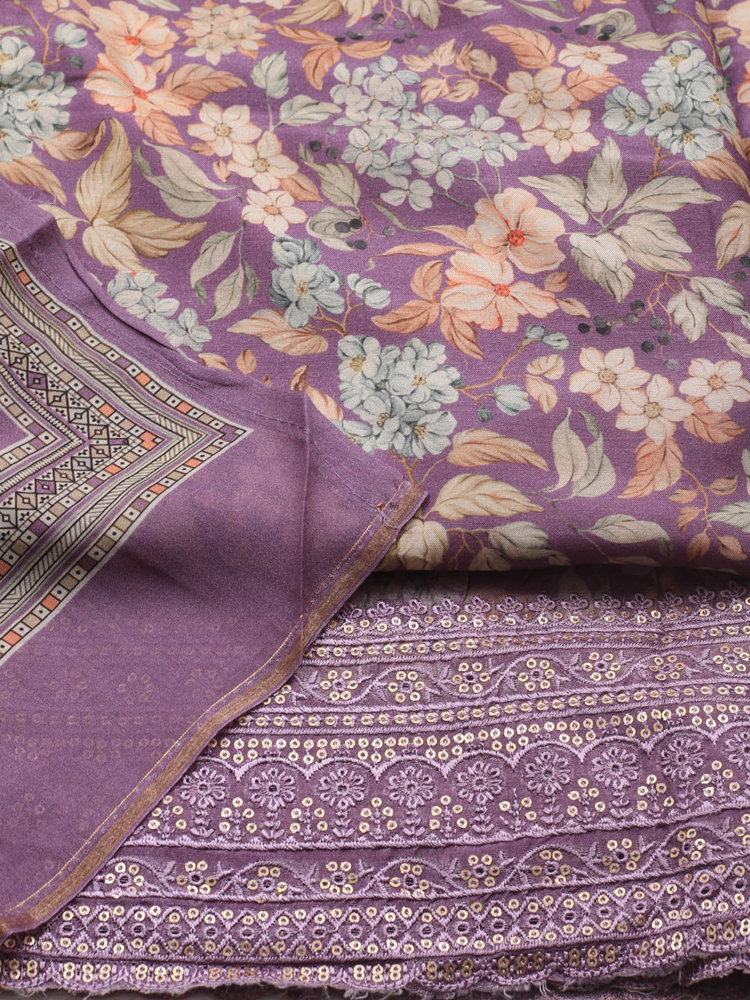 Printed Muslin Unstitched Suit With Dupatta