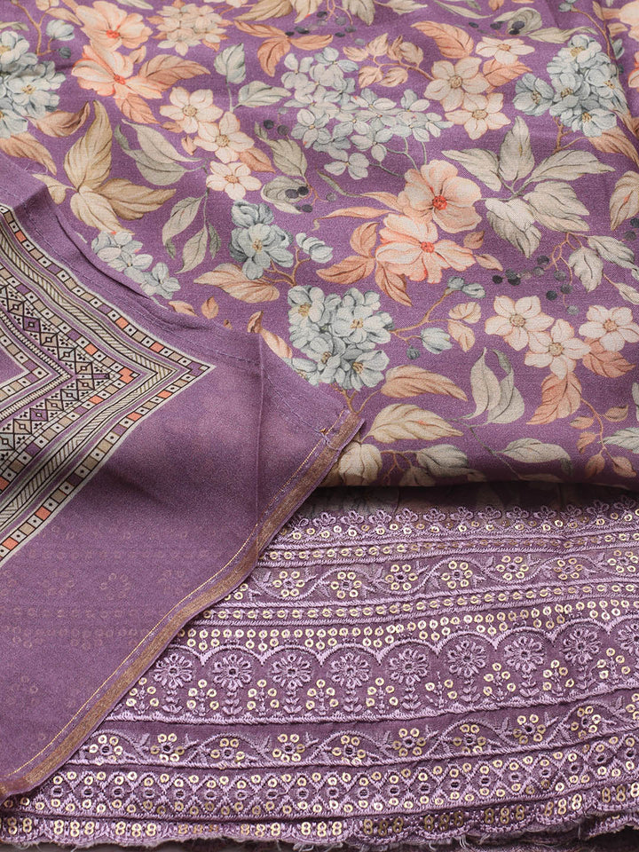 Printed Muslin Unstitched Suit With Dupatta