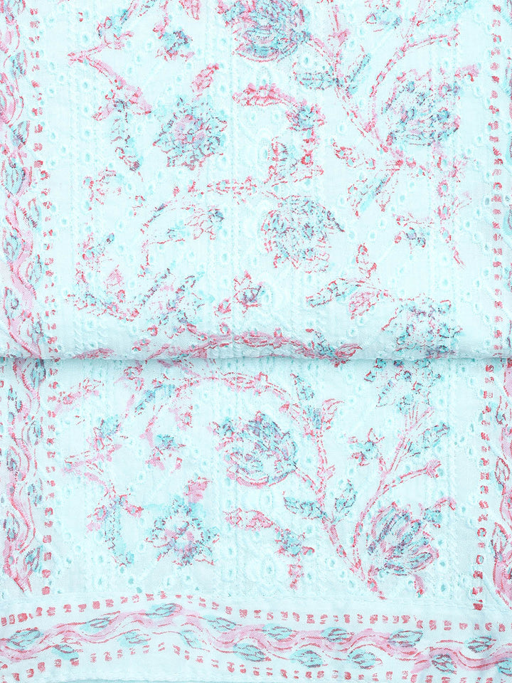Printed Cotton Blend Unstitched Suit With Dupatta