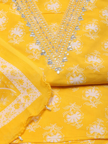 Neck Embroidered Cotton Unstitched Suit With Dupatta