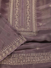 Neck Embroidered Tissue Unstitched Suit With Dupatta