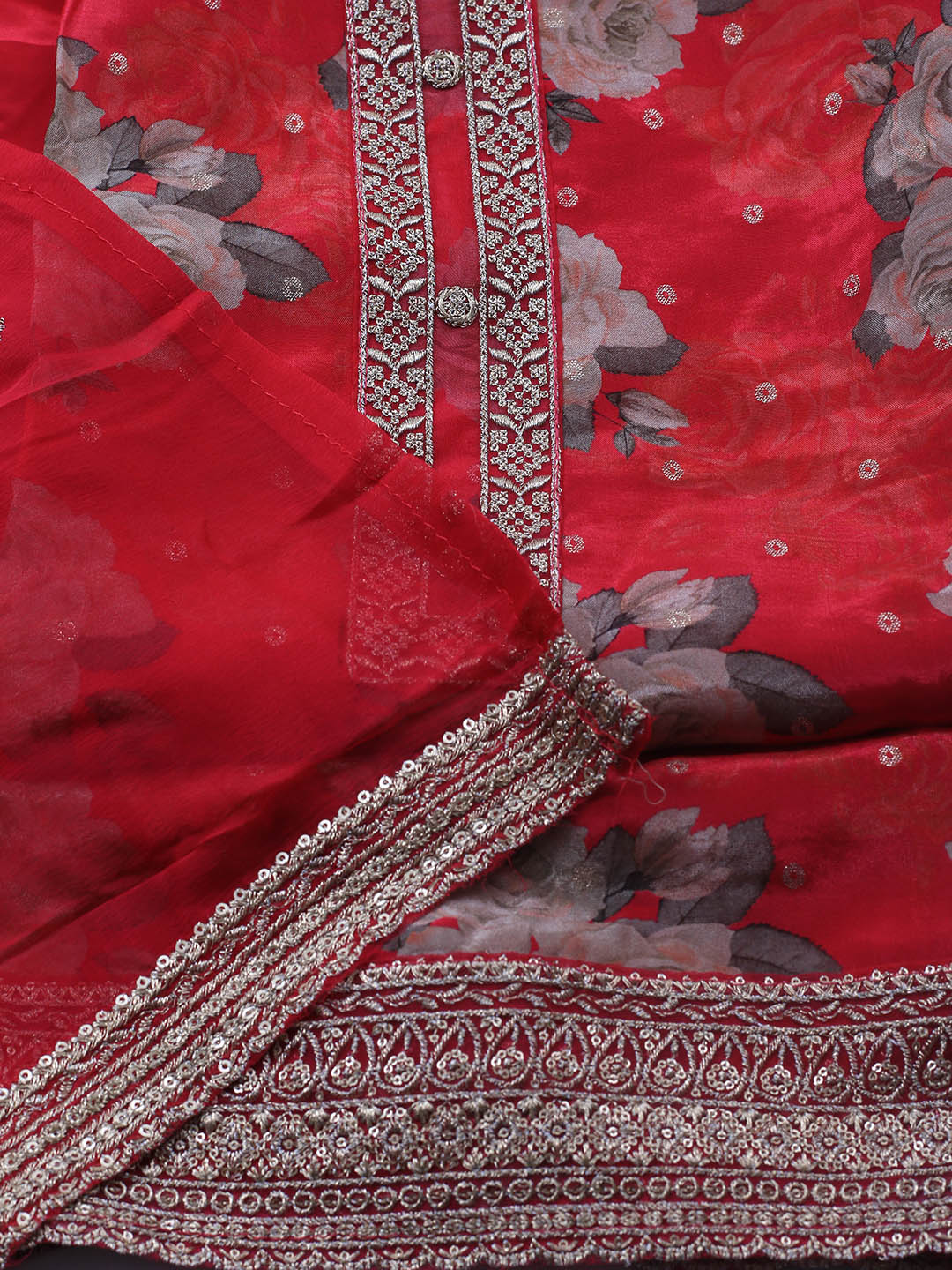 Printed Crepe Unstitched Suit With Dupatta
