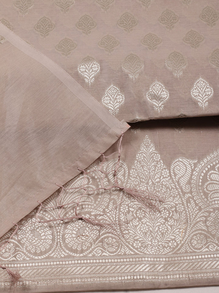 Woven Chanderi Unstitched Suit With Dupatta