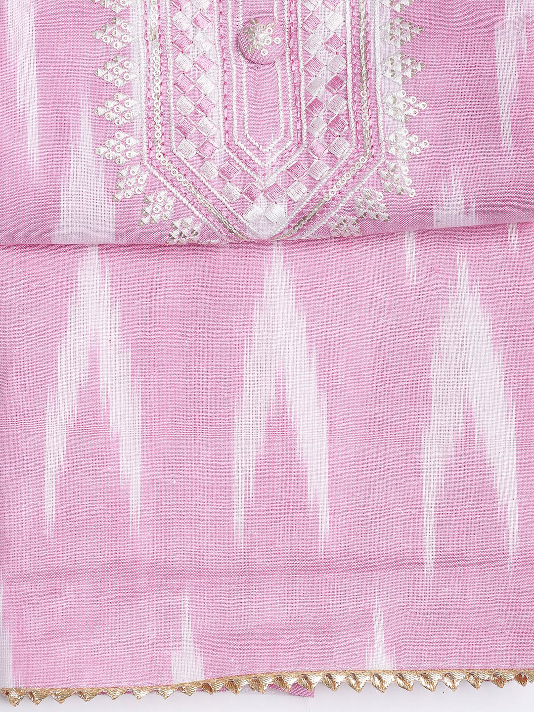 Neck Embroidered Cotton Blend Unstitched Suit Piece With Dupatta