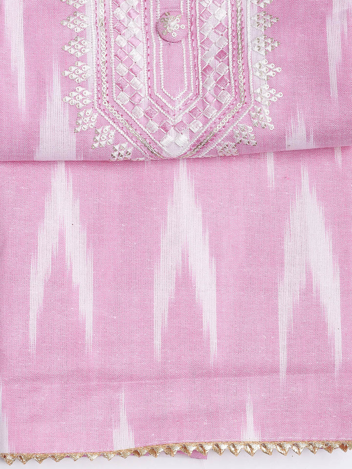 Neck Embroidered Cotton Blend Unstitched Suit Piece With Dupatta