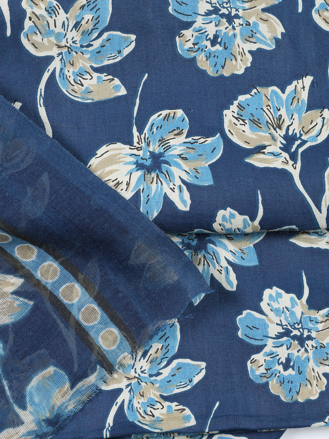 Printed Cotton Blend Unstitched Suit With Dupatta