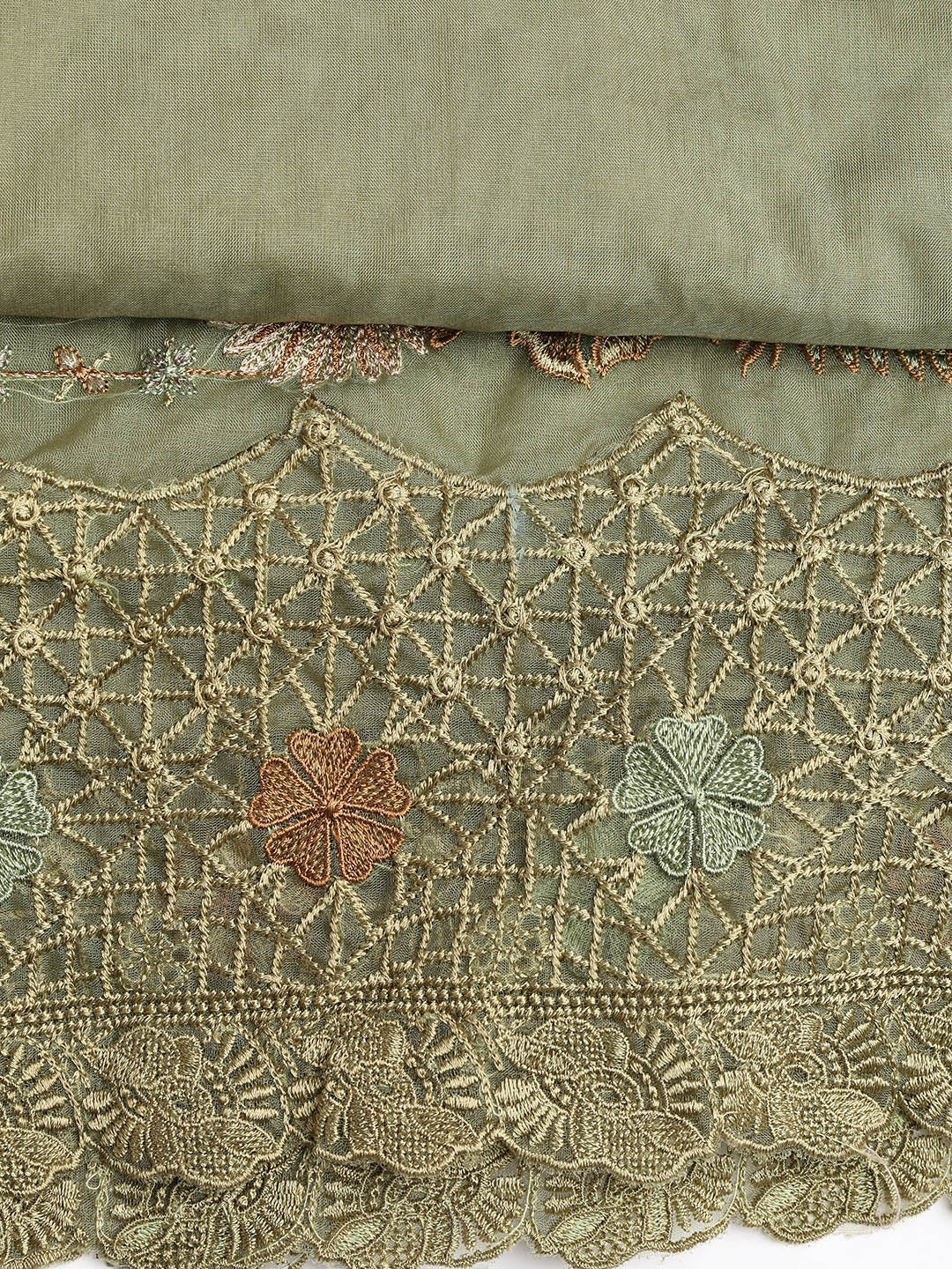 Neck Embroidered Organza Unstitched Suit Piece With Dupatta