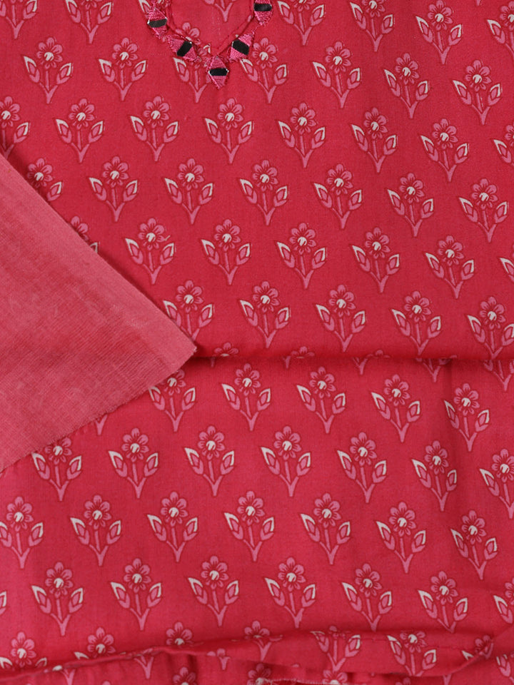 Printed Cotton Blend Unstitched Suit With Dupatta