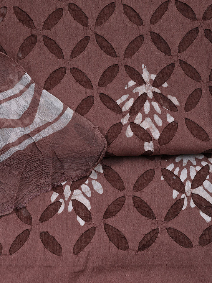 Printed Chanderi Unstitched Suit Piece With Dupatta