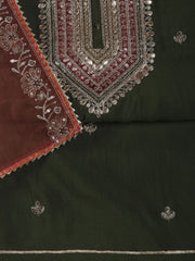 Embroidery Chanderi Unstitched Suit With Dupatta