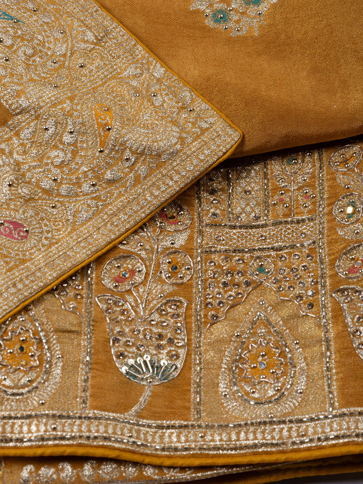 Woven Tissue Unstitched Suit Piece With Dupatta