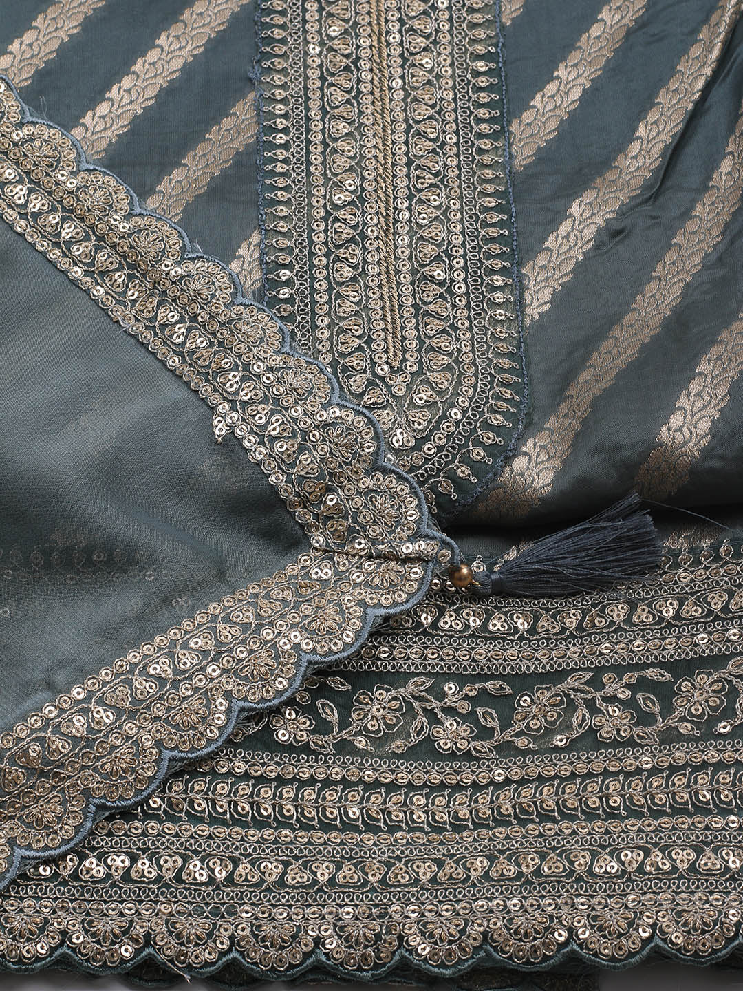 Zari Jaal Art Silk Unstitched Suit Piece With Dupatta