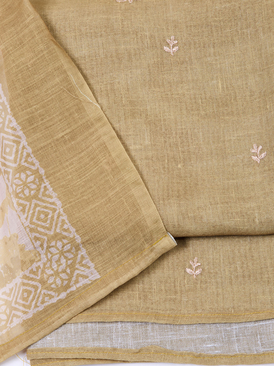 Neck Embroidered Cotton Blend Unstitched Suit With Dupatta