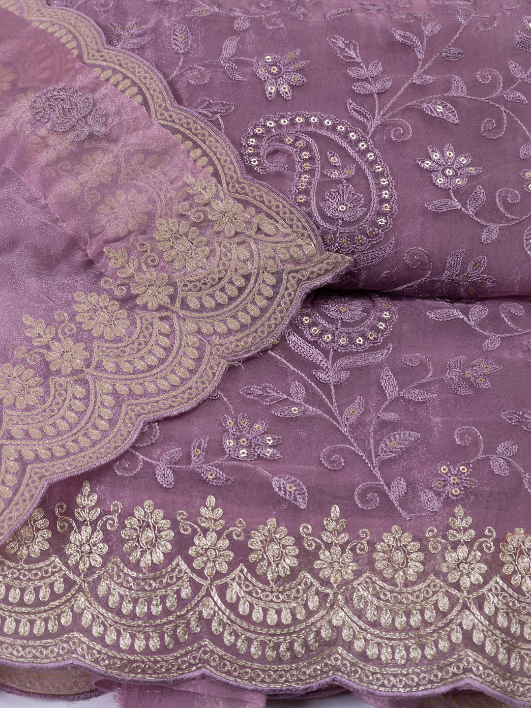 Embroidered Organza Unstitched Suit With Dupatta