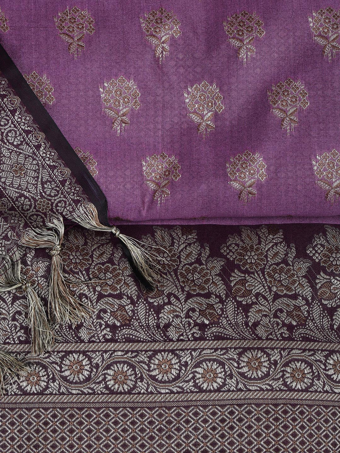 Floral Woven Booti Chanderi Unstitched Suit With Dupatta