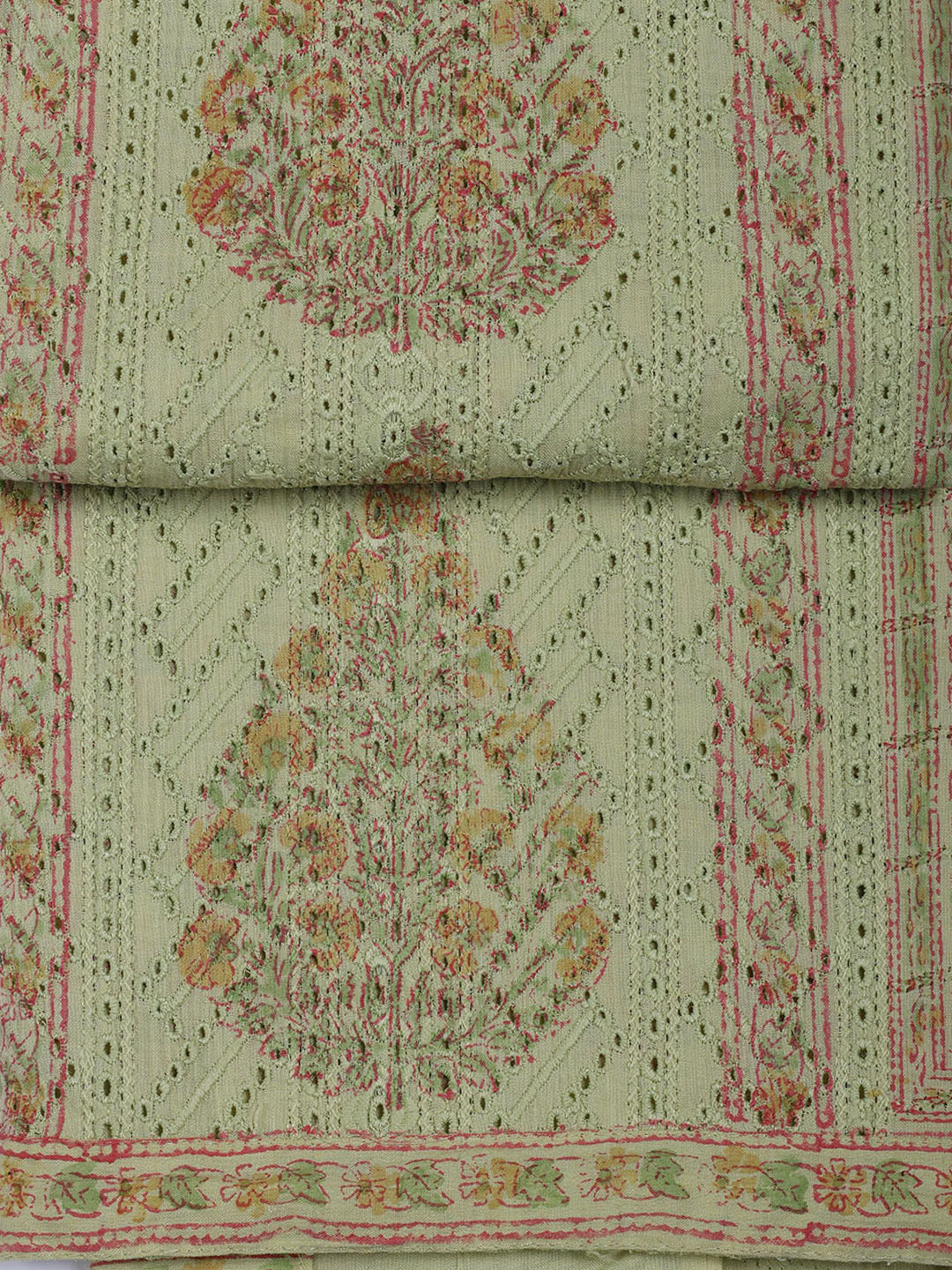 Neck Work Cotton Blend Unstitched Suit With Dupatta