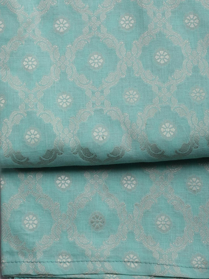 Woven Embroidered Cotton Blend Unstitched Suit With Dupatta
