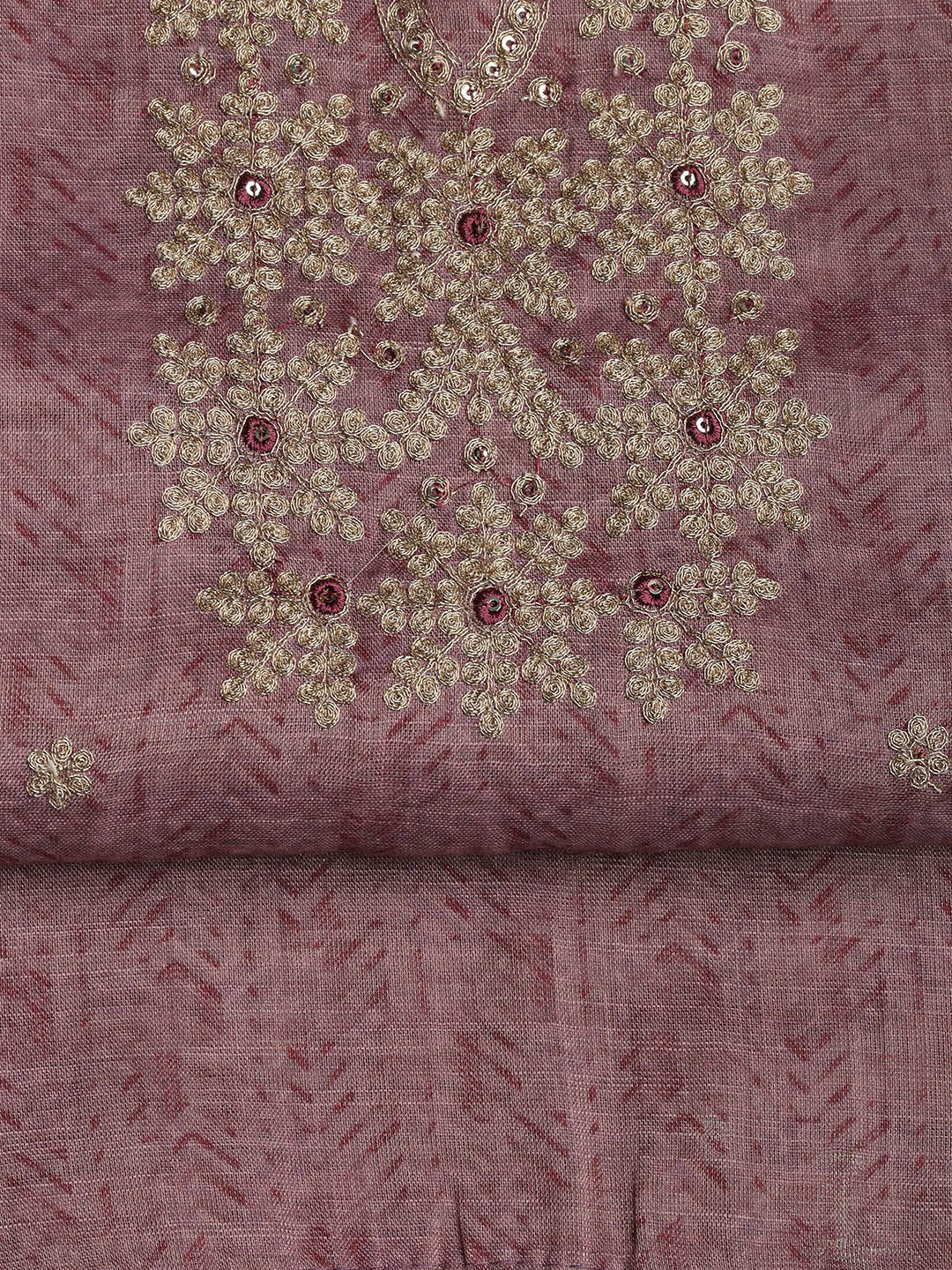 Neck Embroidery Chanderi Unstitched Suit With Dupatta