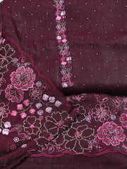 Embroidered Chinon Unstitched Suit With Dupatta