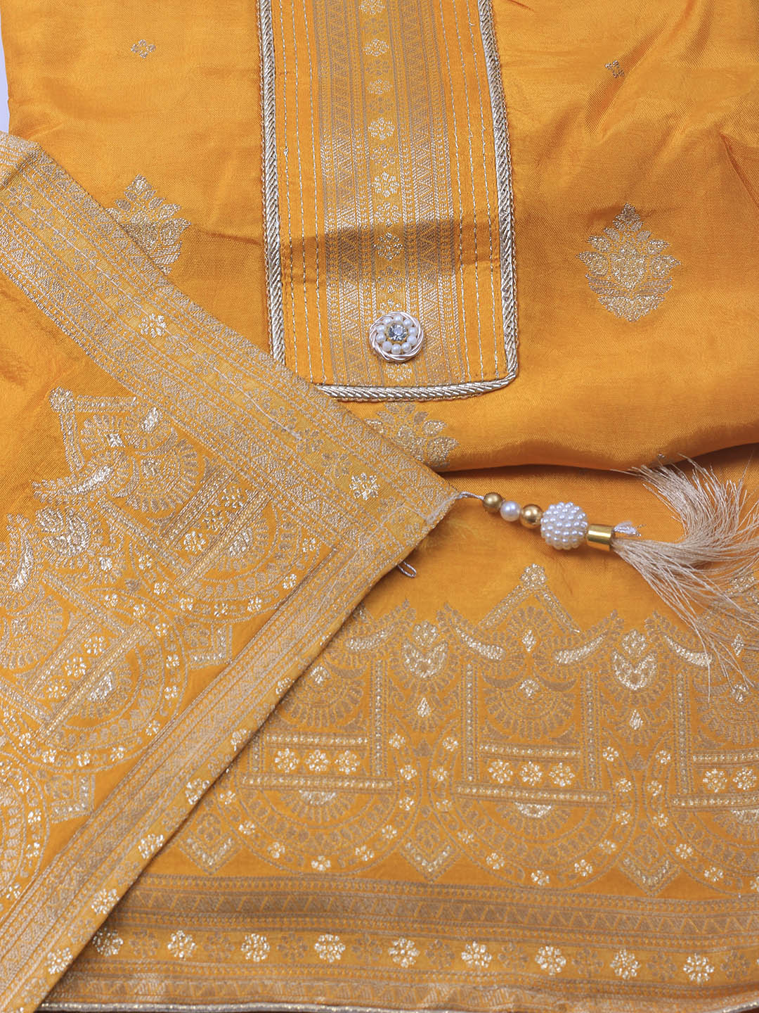 Embroidery Chanderi Unstitched Suit With Dupatta