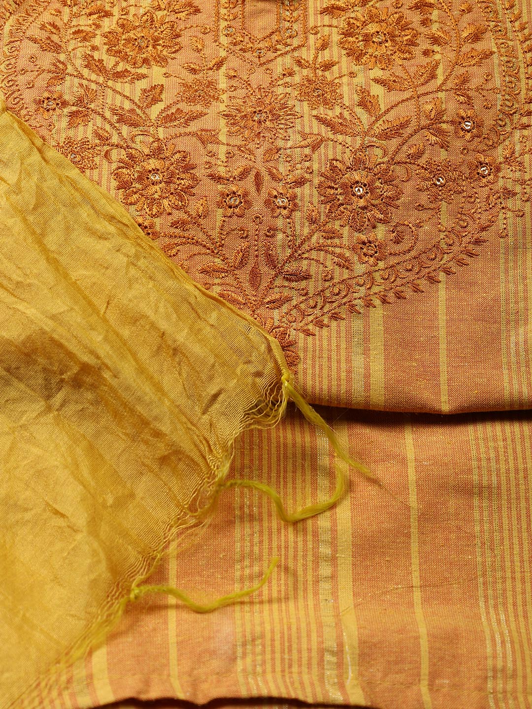 Neck Embroidered Cotton Blend Unstitched Suit Piece With Dupatta