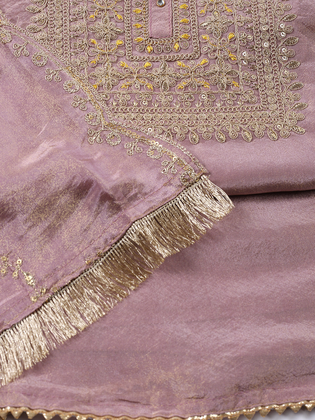 Neck Embroidered Tissue Unstitched Suit With Dupatta
