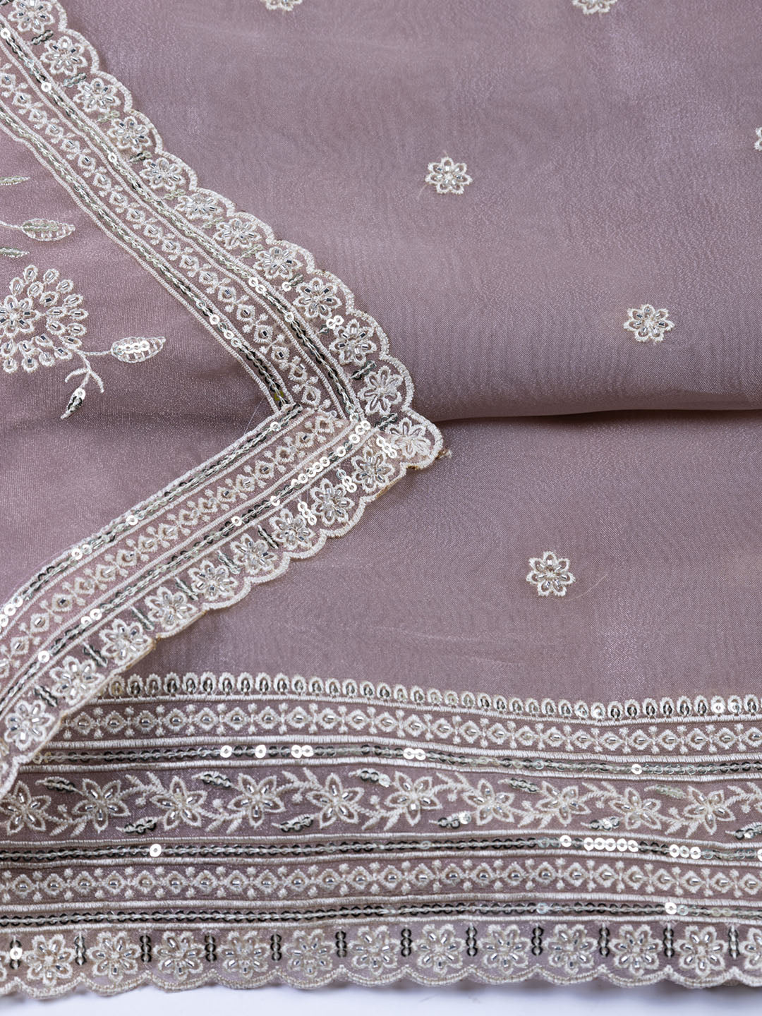 Embroidered Organza Unstitched Suit With Dupatta