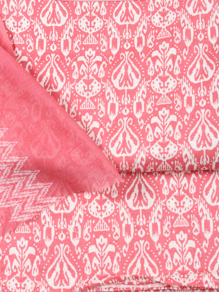 Printed Cotton Blend Unstitched Suit With Dupatta