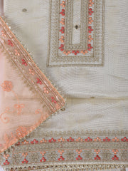 Neck Embroidery Tissue Unstitched Suit With Dupatta