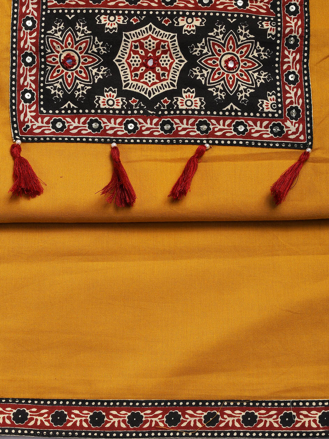 Patch Neck Cotton Blend Unstitched Suit With Dupatta