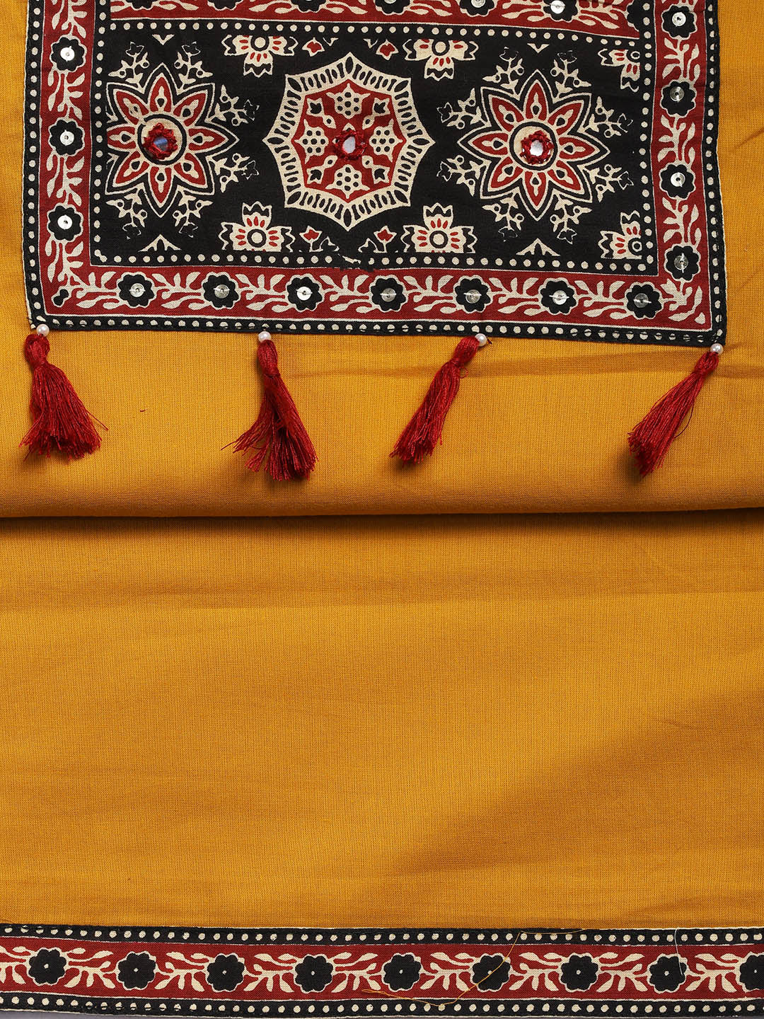 Patch Neck Cotton Blend Unstitched Suit With Dupatta
