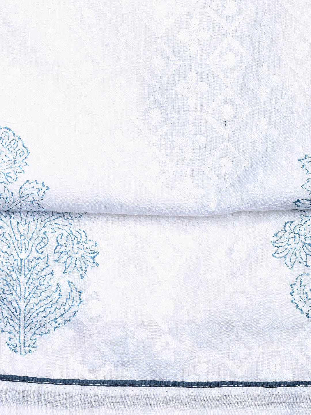 Printed Cotton Blend Unstitched Suit With Dupatta