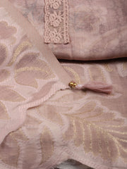 Embroidery Linen Unstitched Suit With Dupatta