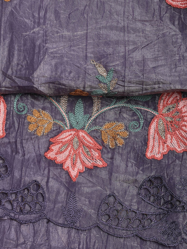 Neck Embroidery Organza Unstitched Suit Piece With Dupatta