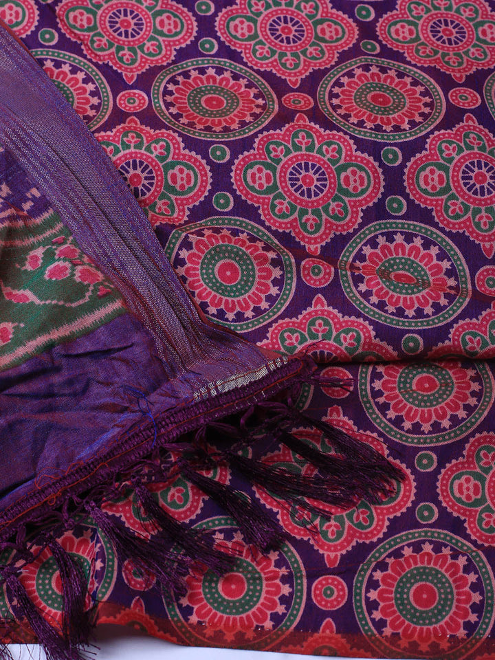 Art Silk Unstitched Suit Piece With Dupatta