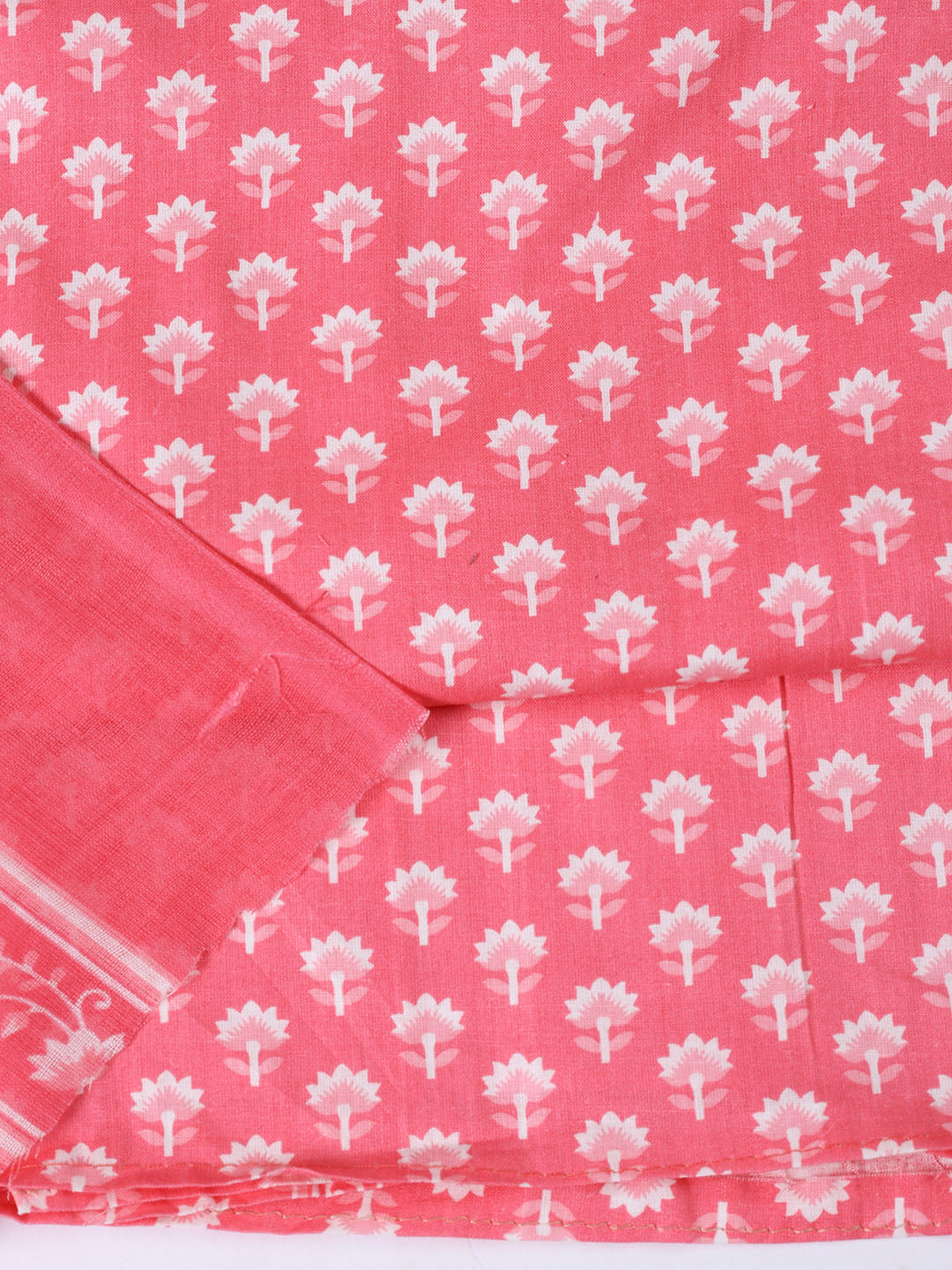 Neck Patti Cotton Blend Unstitched Suit With Dupatta