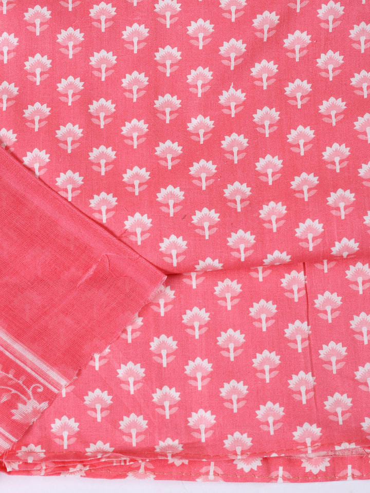 Neck Patti Cotton Blend Unstitched Suit With Dupatta