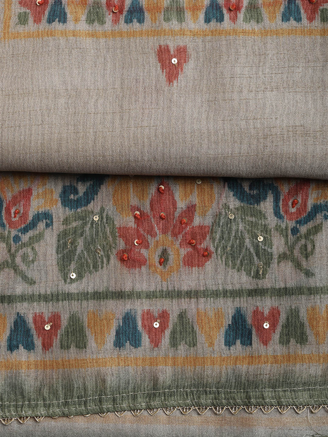 Woven Chanderi Unstitched Suit With Dupatta