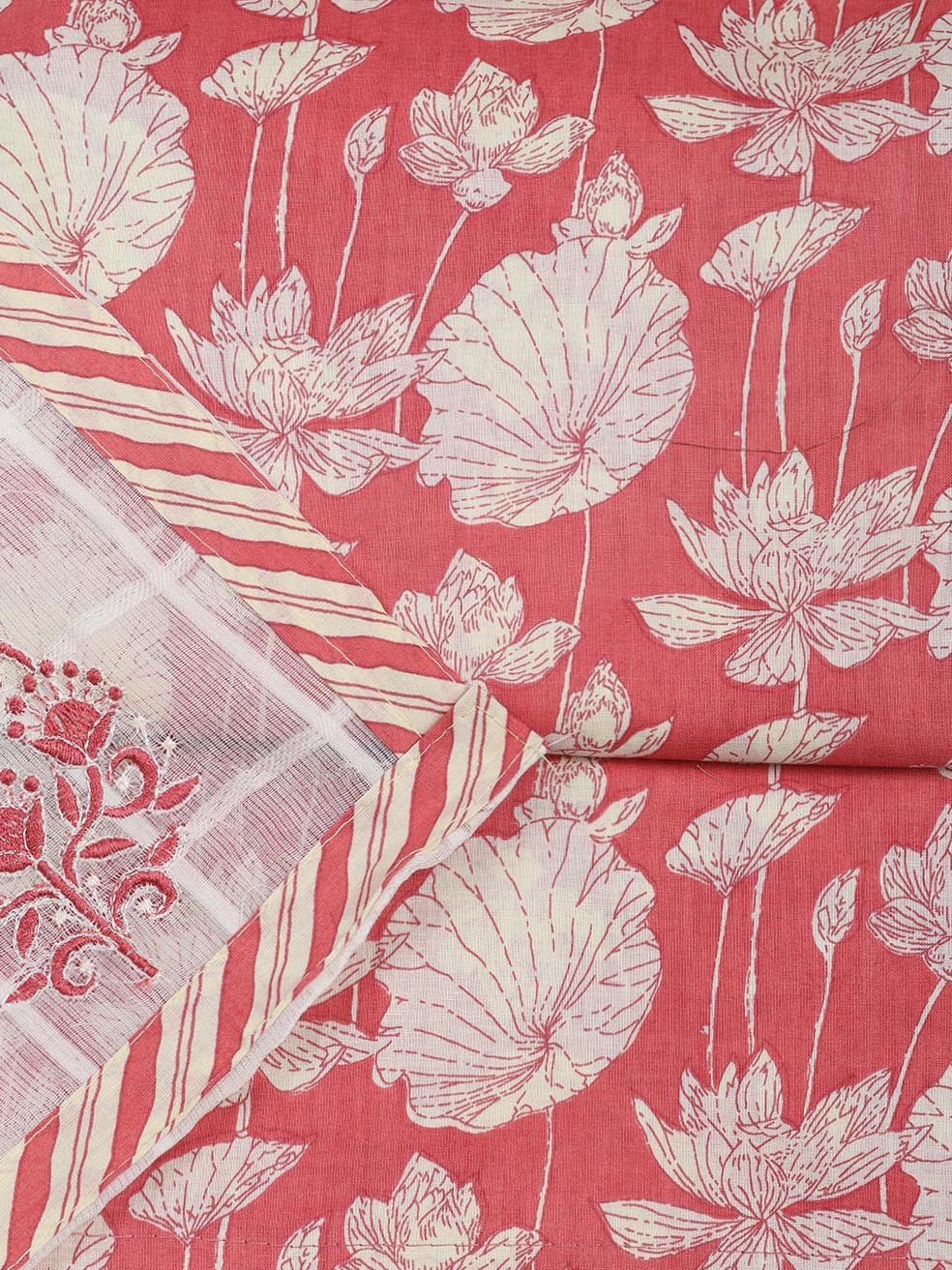 Printed Cotton Blend Unstitched Suit With Dupatta
