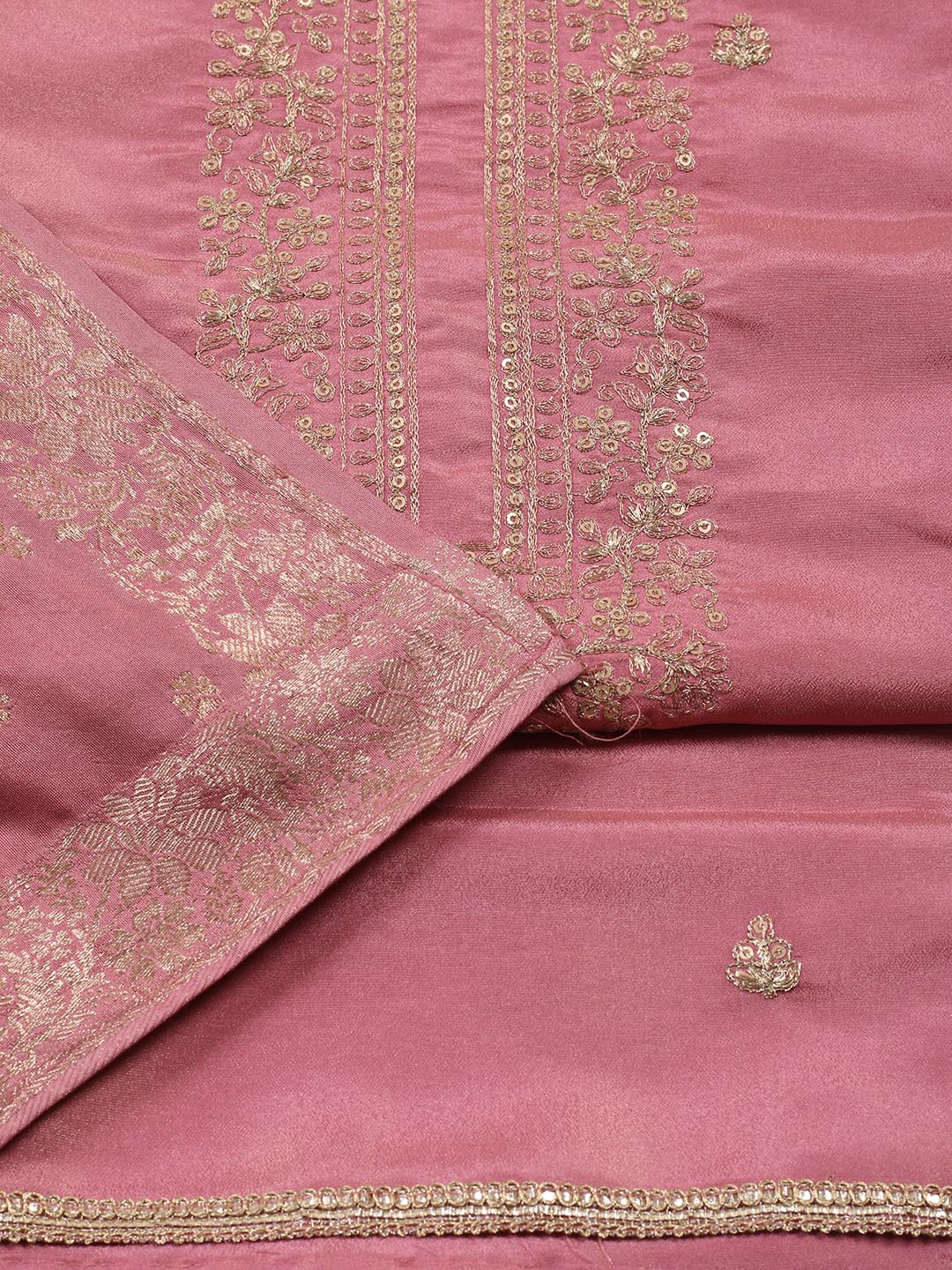Neck Embroidered Tissue Unstitched Suit With Dupatta