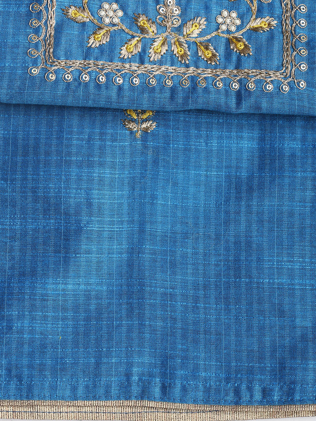 Neck Embroidered Cotton Blend Unstitched Suit With Dupatta