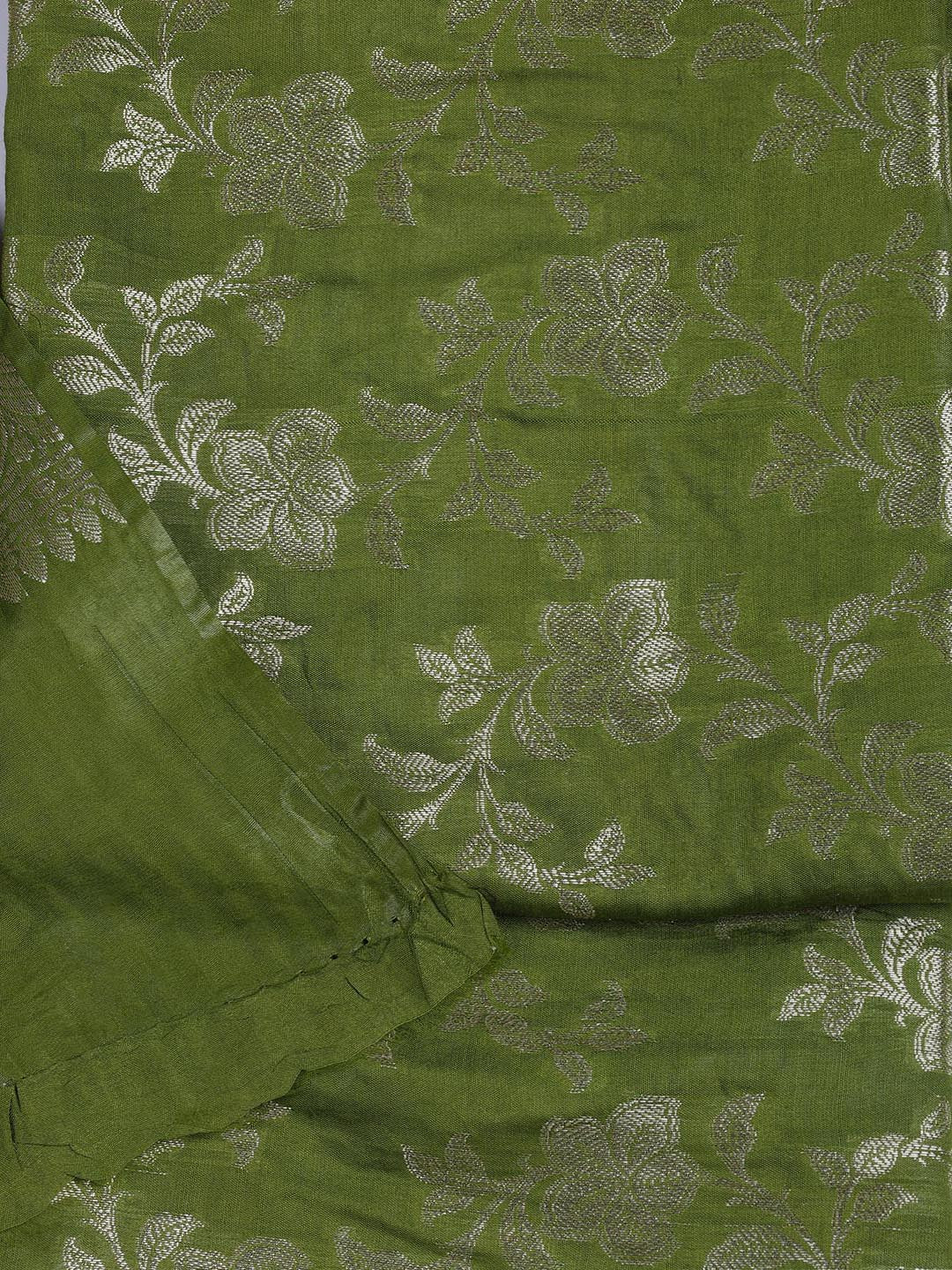Floral Woven Chanderi Unstitched Suit With Dupatta