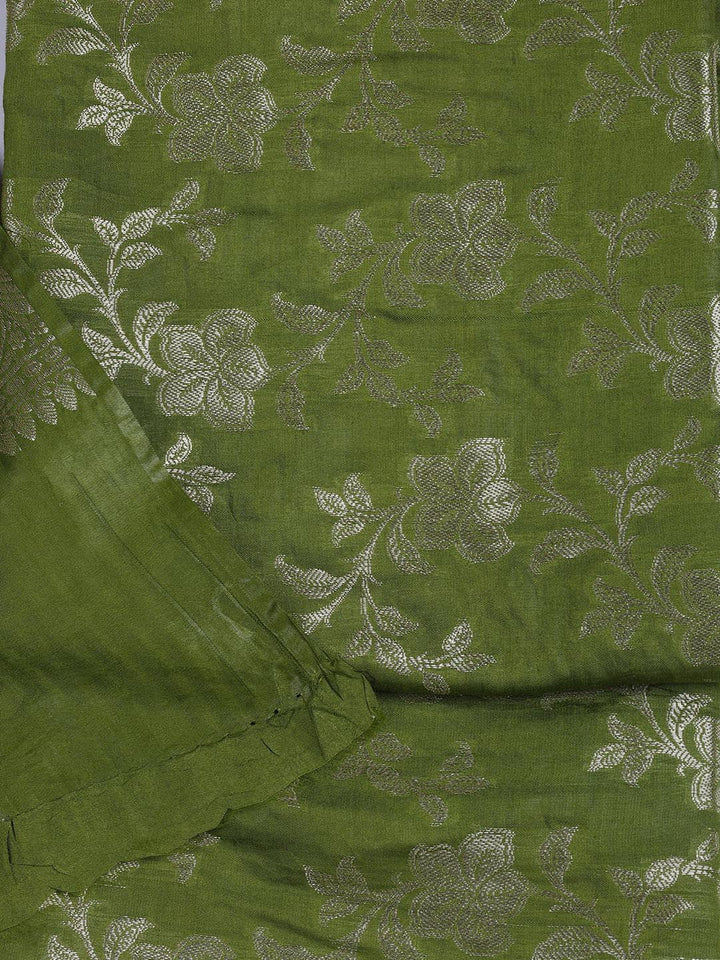 Floral Woven Chanderi Unstitched Suit With Dupatta