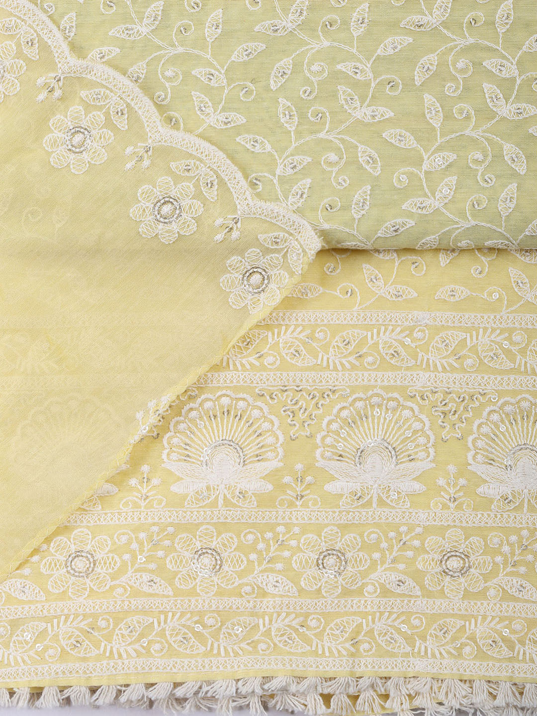 Embroidered Chanderi Unstitched Suit With Dupatta