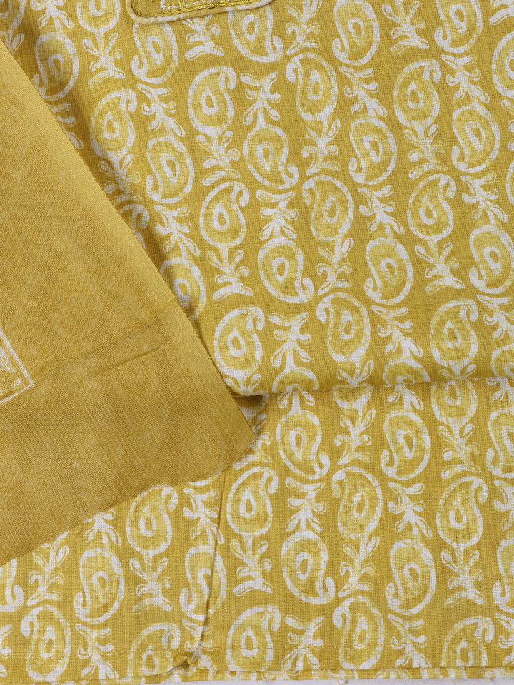 Neck Patti Cotton Blend Unstitched Suit With Dupatta