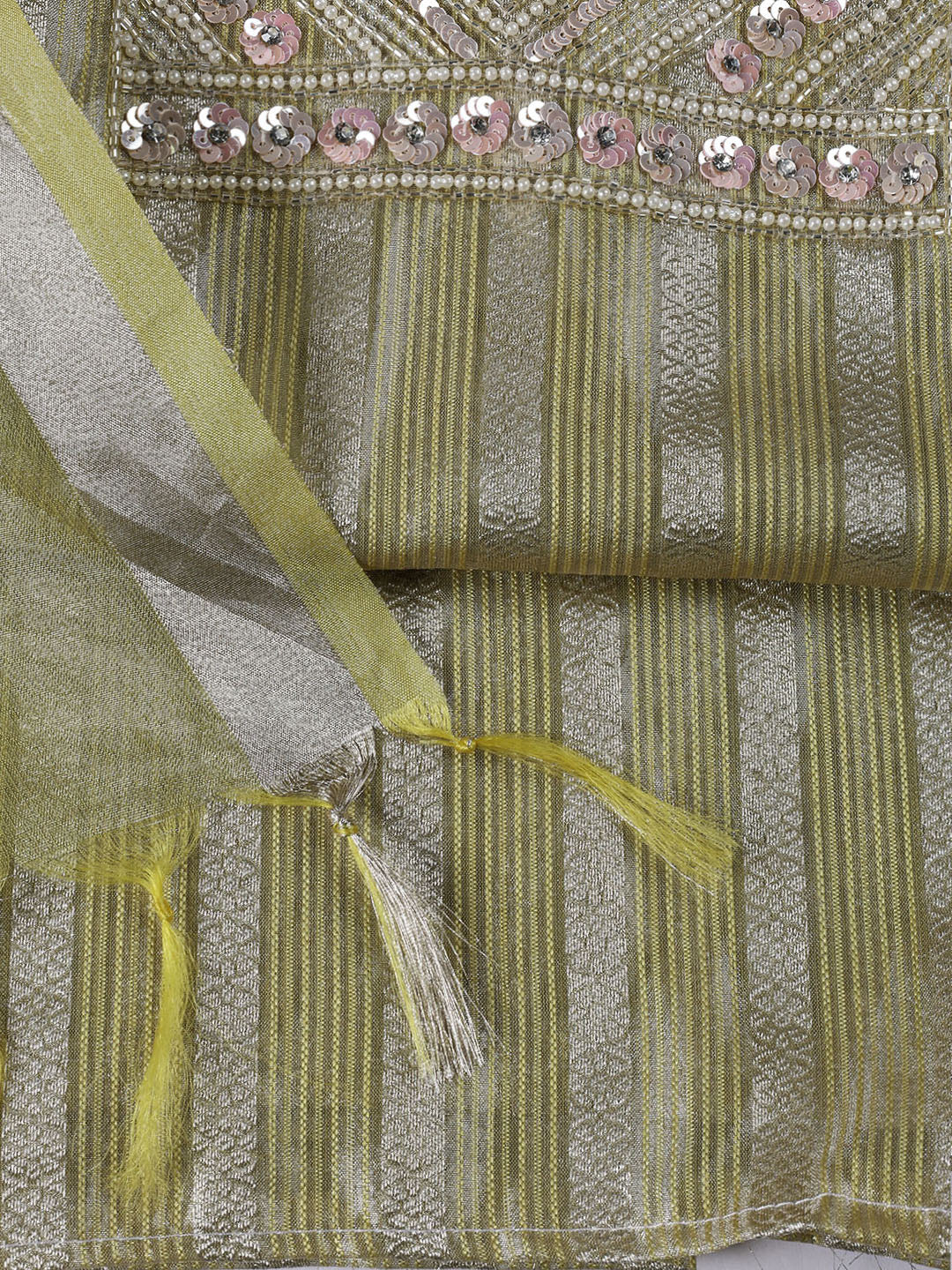 Neck Embroidered Tissue Unstitched Suit With Dupatta