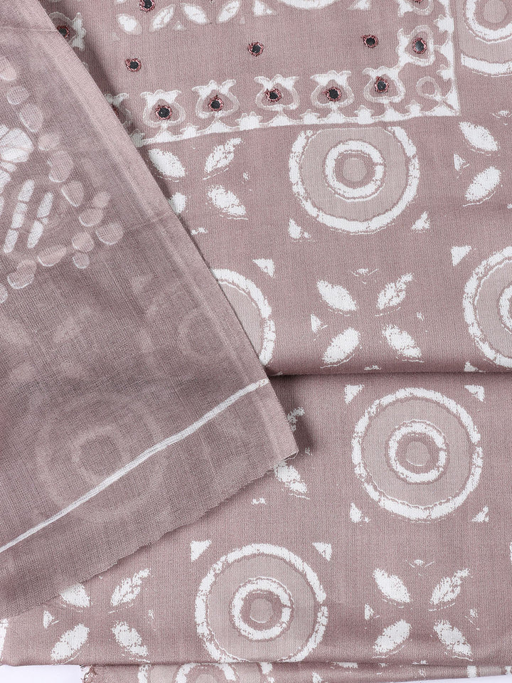 Printed Cotton Blend Unstitched Suit With Dupatta